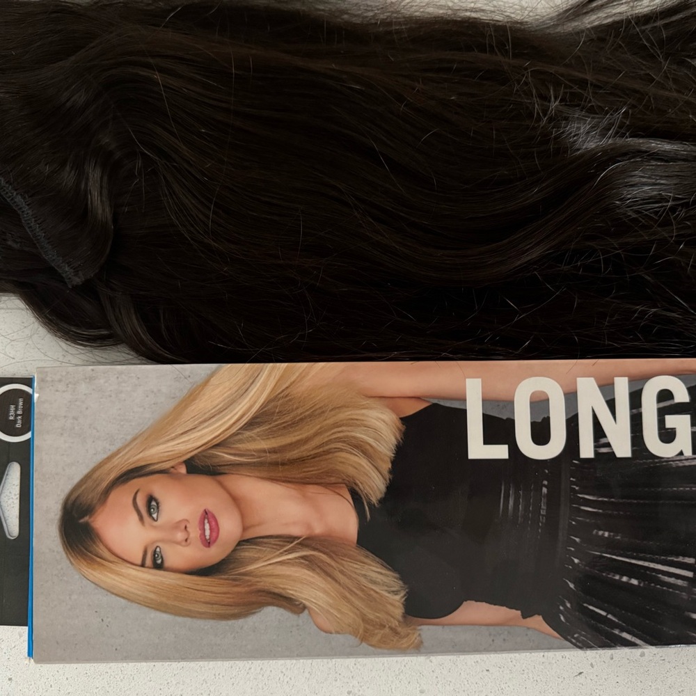 Hairdo Long Clip-in Human Hair Extensions Dark Brown 20” ten pieces